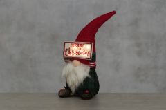 Tonttu LED kyltillä Merry Christmas 47 cm