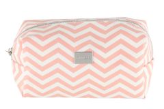 Meikkilaukku zigzag pinkki/valkoinen