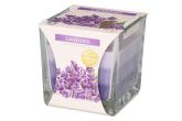Kolmiväriset tuoksukynttilät lasissa lavender